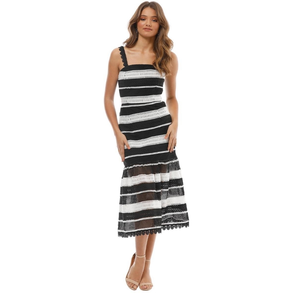 La Maison Talulah Darling One Midi Dress Black And White NWT Women's Size XL